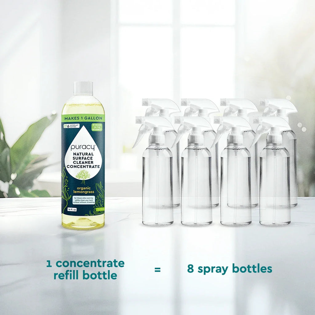 Puracy plant-based non-toxic multi-surface cleaner residue-free
fragrance-free safe for every room chemical-free home cleaning