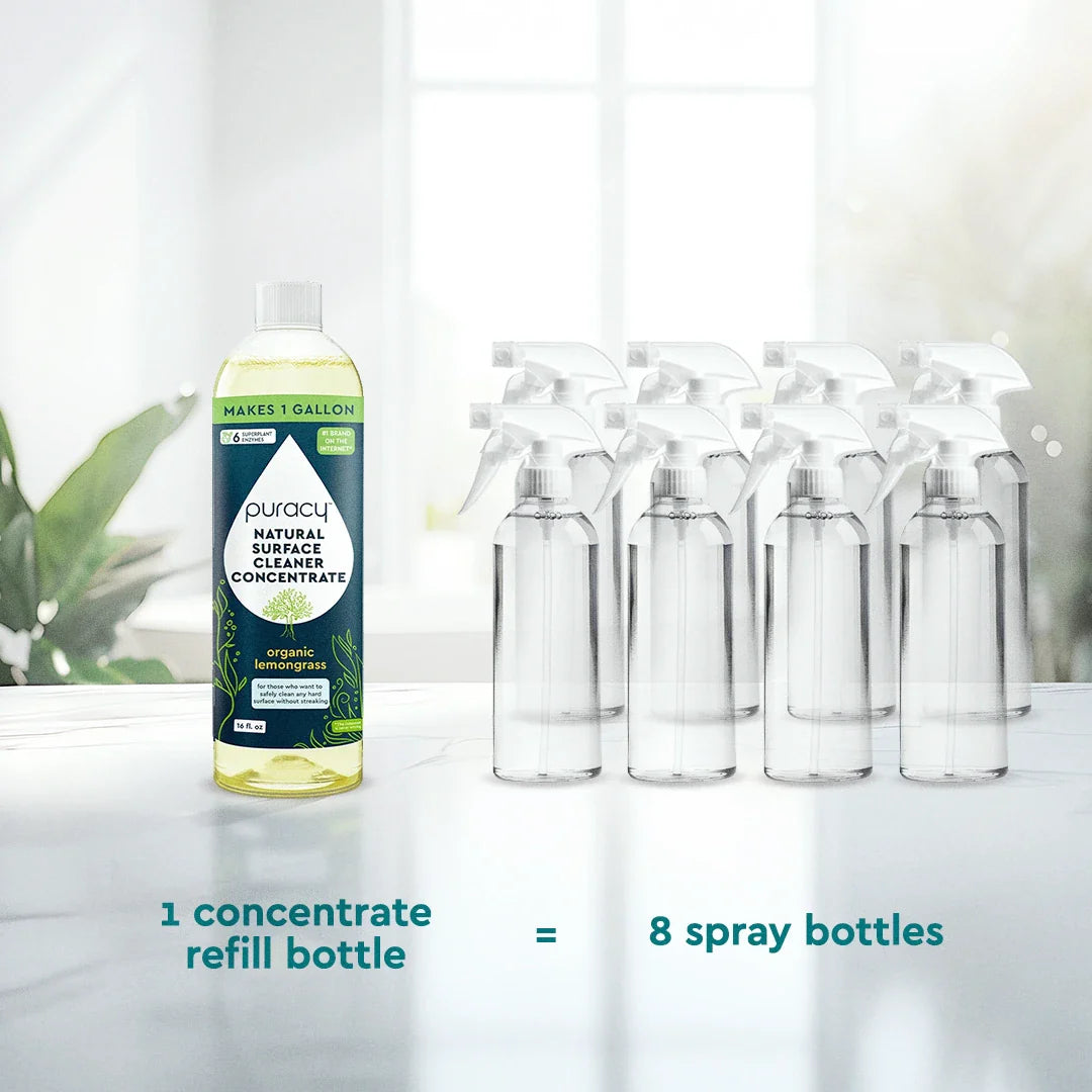 Puracy plant-based non-toxic multi-surface cleaner residue-free
fragrance-free safe for every room chemical-free home cleaning